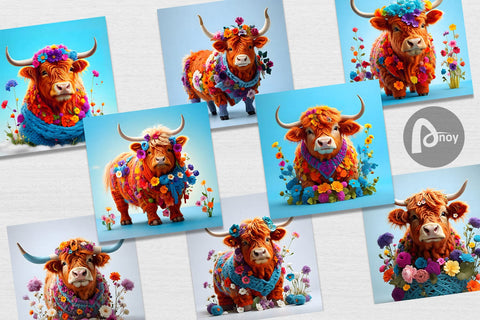 Digital Paper Higland Cow Easter Digital Pattern artnoy 