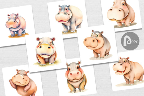 Digital Paper Hippopotamus Wildlife Digital Pattern artnoy 