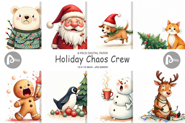 Digital Paper Holiday Chaos Crew Digital Pattern artnoy 