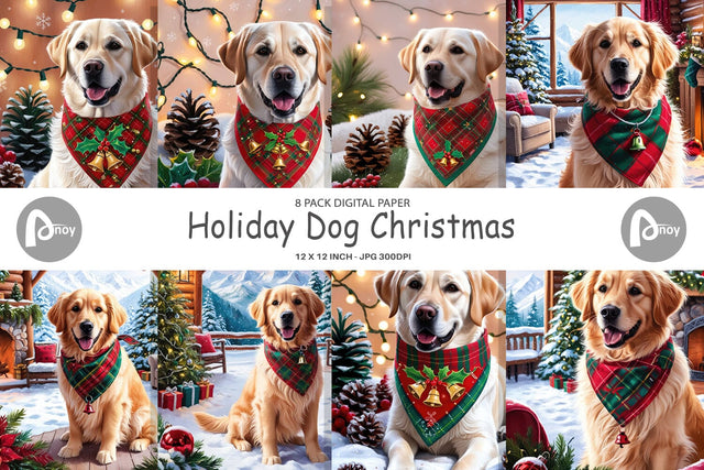 Digital Paper Holiday Dog Christmas Digital Pattern artnoy 