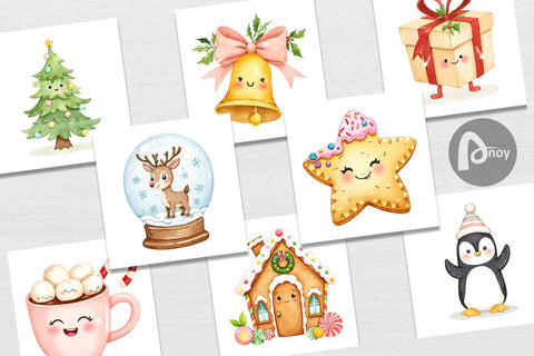 Digital Paper Holiday Pastel Icons Digital Pattern artnoy 