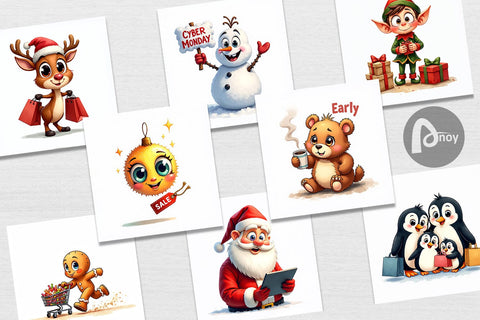 Digital Paper Holiday Shoppers Digital Pattern artnoy 