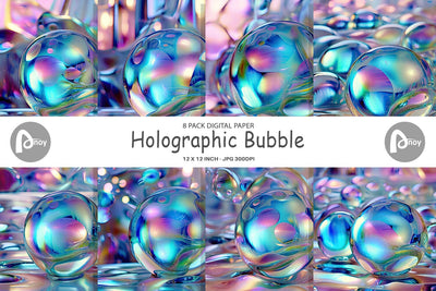 Digital Paper Holographic Bubble Digital Pattern artnoy 