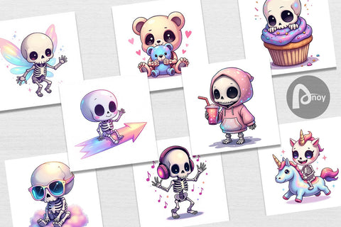 Digital Paper Holographic Skeletons Digital Pattern artnoy 