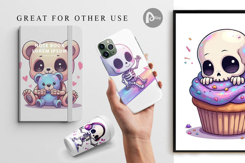 Digital Paper Holographic Skeletons Digital Pattern artnoy 