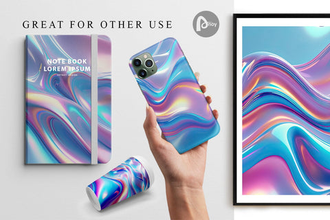 Digital Paper Holographic Waves Digital Pattern artnoy 