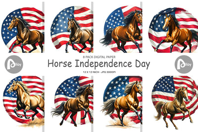 Digital Paper Horse 4th of July Digital Pattern artnoy 