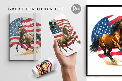 Digital Paper Horse 4th of July Digital Pattern artnoy 