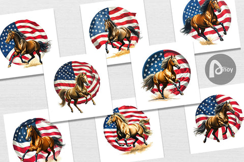 Digital Paper Horse 4th of July Digital Pattern artnoy 