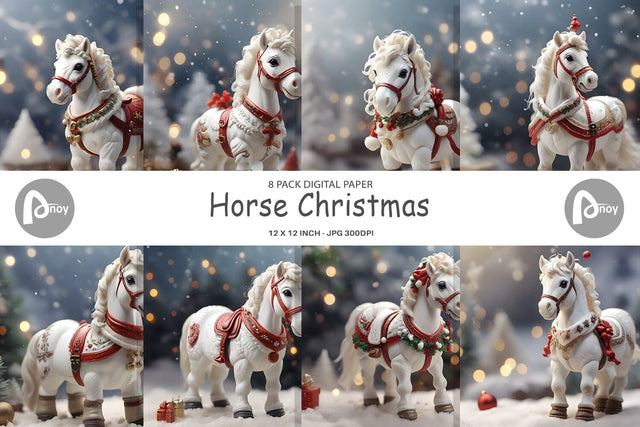 Digital Paper Horse Christmas Digital Pattern artnoy 