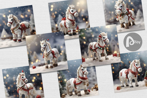Digital Paper Horse Christmas Digital Pattern artnoy 
