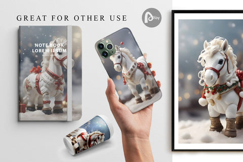 Digital Paper Horse Christmas Digital Pattern artnoy 