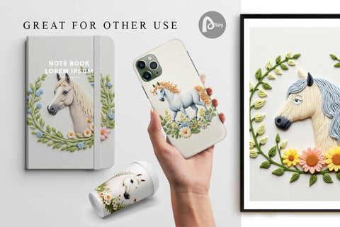 Digital Paper Horse Embroidery Digital Pattern artnoy 