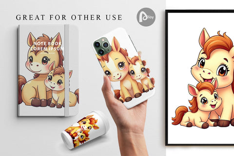 Digital Paper Horse Mother's Day Digital Pattern artnoy 