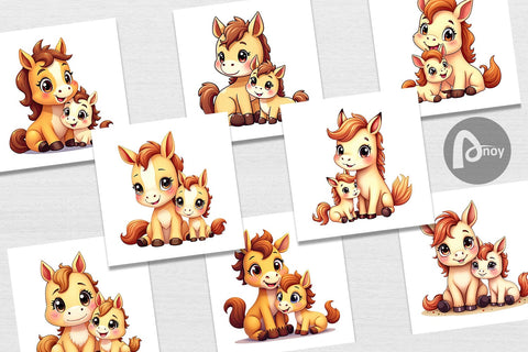 Digital Paper Horse Mother's Day Digital Pattern artnoy 