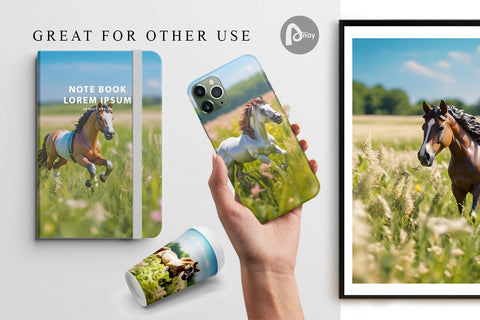 Digital Paper Horse on Summer Day Digital Pattern artnoy 