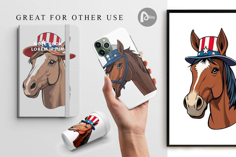 Digital Paper Horse Patriotic Digital Pattern artnoy 