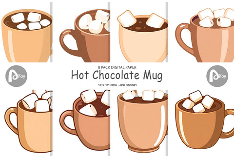 Digital Paper Hot Chocolate Digital Pattern artnoy 