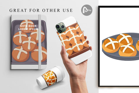 Digital Paper Hot Cross Buns Digital Pattern artnoy 