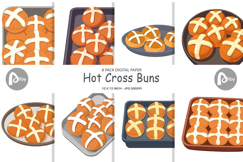 Digital Paper Hot Cross Buns Digital Pattern artnoy 