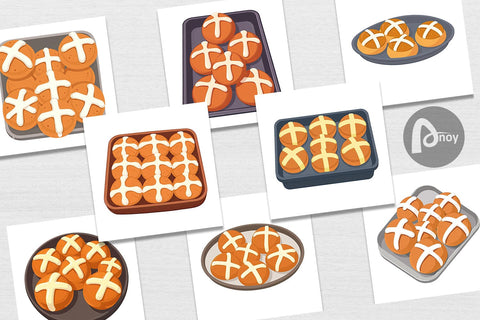 Digital Paper Hot Cross Buns Digital Pattern artnoy 