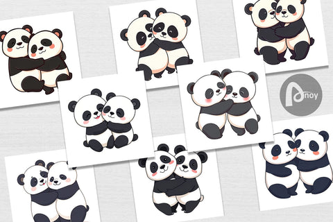 Digital Paper Hugging Panda Digital Pattern artnoy 
