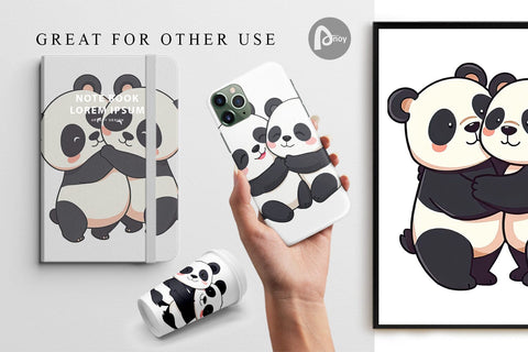 Digital Paper Hugging Panda Digital Pattern artnoy 