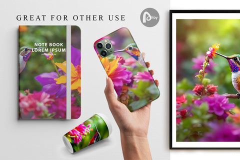 Digital Paper Hummingbird and Flower Digital Pattern artnoy 