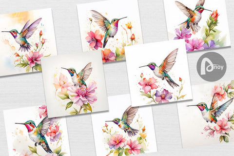 Digital Paper Hummingbird Summer Digital Pattern artnoy 