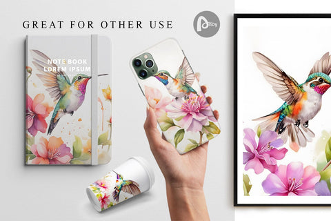 Digital Paper Hummingbird Summer Digital Pattern artnoy 