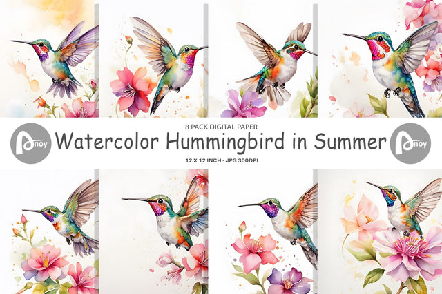 Digital Paper Hummingbird Summer Digital Pattern artnoy 