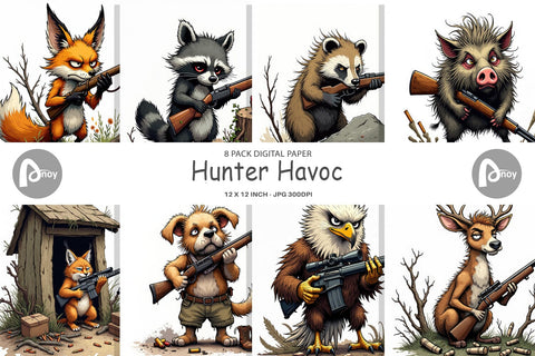 Digital Paper Hunter Havoc Digital Pattern artnoy 