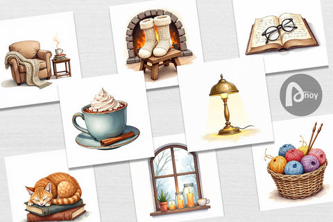 Digital Paper Hygge Reading Nook Digital Pattern artnoy 