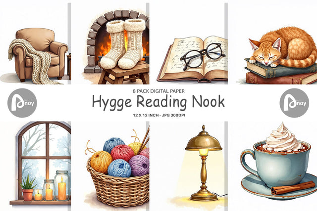 Digital Paper Hygge Reading Nook Digital Pattern artnoy 