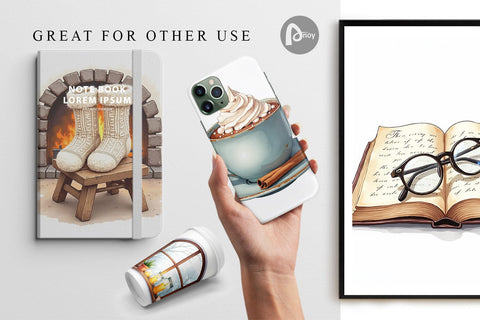 Digital Paper Hygge Reading Nook Digital Pattern artnoy 