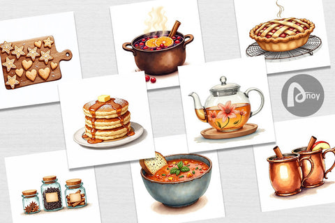 Digital Paper Hygge Winter Kitchen Digital Pattern artnoy 