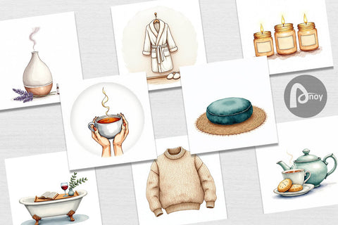 Digital Paper Hygge Winter Selfcare Digital Pattern artnoy 