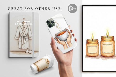 Digital Paper Hygge Winter Selfcare Digital Pattern artnoy 