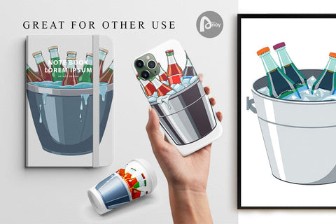 Digital Paper Ice Bucket Digital Pattern artnoy 