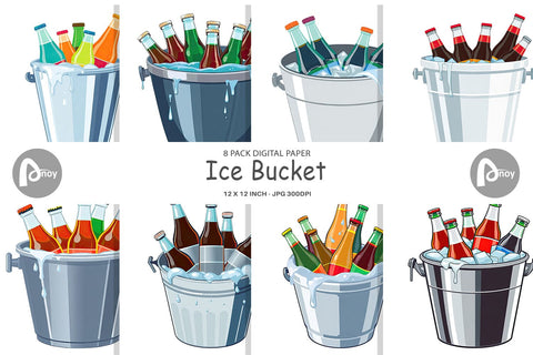 Digital Paper Ice Bucket Digital Pattern artnoy 
