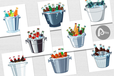 Digital Paper Ice Bucket Digital Pattern artnoy 