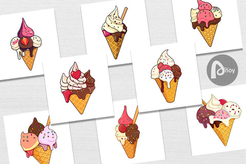 Digital Paper Ice Cream Cone Digital Pattern artnoy 