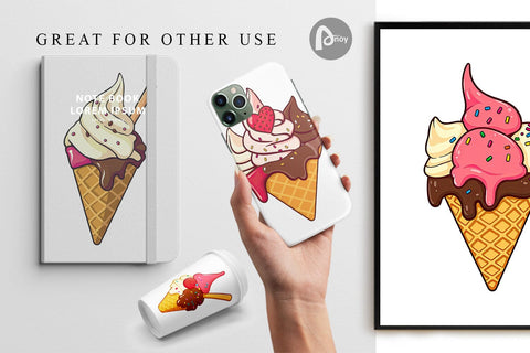 Digital Paper Ice Cream Cone Digital Pattern artnoy 