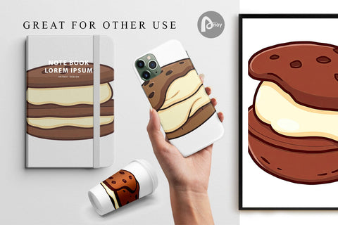 Digital Paper Ice Cream Cookie Digital Pattern artnoy 