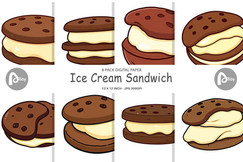 Digital Paper Ice Cream Cookie Digital Pattern artnoy 