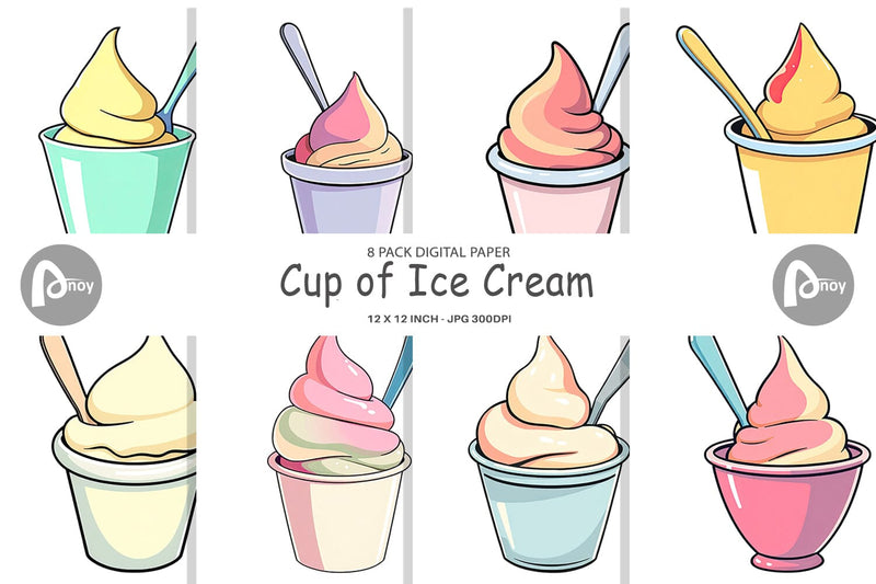 Digital Paper Ice Cream Cup Digital Pattern artnoy 
