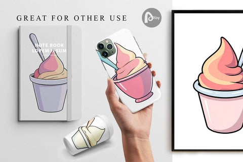 Digital Paper Ice Cream Cup Digital Pattern artnoy 