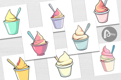 Digital Paper Ice Cream Cup Digital Pattern artnoy 