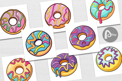 Digital Paper Icing Drizzled Donut Digital Pattern artnoy 