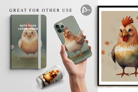 Digital Paper Illustration Chicken Digital Pattern artnoy 